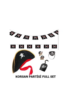 Çocuk Korsan Şapkası + Kancası + Göz Bandı + 2 Adet Yüzük + Afiş Seti " Çocuk Korsan Şapkası + Kancası + Göz Bandı + 2 Adet Yüzük + Afiş Seti "