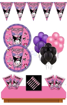 Kuromi Parti Malzemeleri 16 Kişilik Kuromi Doğum Günü Süsleri Set