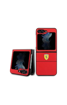 Samsung Uyumlu Galaxy Z Flip 5 Kılıf Ferrari Lisanslı Pu Deri Metal Logolu Multi Çizgili Kapak Samsung Uyumlu Galaxy Z Flip 5 Kılıf Ferrari Lisanslı Pu Deri Metal Logolu Multi Çizgili Kapak