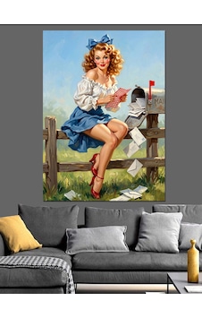 Mektup Okuyan Pin-up Kız Dekoratif Kanvas - Mdf Ahşap Tablo Mektup Okuyan Pin-up Kız Dekoratif Kanvas - Mdf Ahşap Tablo
