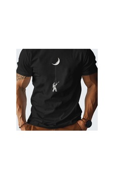 Caddemia Yaz Astronot Uçurtma Ay Tasarım Grafik Baskılı Moda Rahat Gevşek Yuvarlak Ya Siyah 2XL Caddemia Yaz Astronot Uçurtma Ay Tasarım Grafik Baskılı Moda Rahat Gevşek Yuvarlak Ya Siyah 2XL