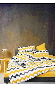 Lionas Tek Kişilik Yorgan Kılıfı 1 Adet Yastık Kılıfı Zigzag Desen Sarı Lionas Tek Kişilik Yorgan Kılıfı 1 Adet Yastık Kılıfı Zigzag Desen Sarı