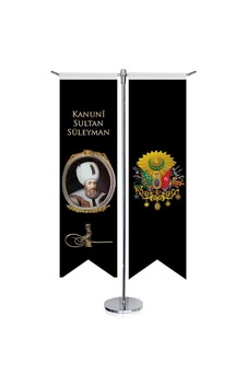Osmanlı Padişahları - Kanuni Sultan Süleyman Ve Osmanlı Arması - Saten T Direk 2li Masa Bayrağı 1 Osmanlı Padişahları - Kanuni Sultan Süleyman Ve Osmanlı Arması - Saten T Direk 2li Masa Bayrağı 1