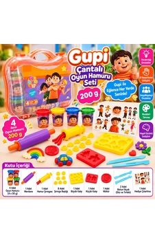 Gupi Çantalı Oyun Hamuru Seti 200 G Çok Renkli Gupi Çantalı Oyun Hamuru Seti 200 G Çok Renkli