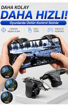 Exenar - Gri - Telefon Tetik Tuşu Oyun Tetiği Gamer Oyun Konsolu Pubg Vs Çeşitli Oyunlarla Uyum 2 Li Set