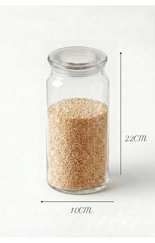 Cam Kapaklı Cam Kavanoz 1300 Ml Kapaklı Saklama Kavanoz 22x10 Cm, Kuru Gıda/bakliyat Beyaz