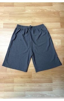 Betimoda Kadın Beli Lastikli Bol Paça Oversize Bürümcük Kumaş Şort 001