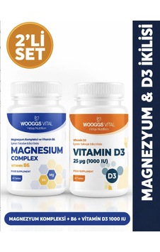 Hotay Nutrition Wooggs Vital Magnezyum Kompleksi 4 Form + Vitamin B6 60 Tablet + Vitamin D3 1000 Iu 60 Tablet 2'li Set Hotay Nutrition Wooggs Vital Magnezyum Kompleksi 4 Form + Vitamin B6 60 Tablet + Vitamin D3 1000 Iu 60 Tablet 2'li Set