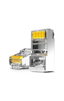 Koodmax - 100 Adet - 50u" Gold Plated Stp Cat5e Rj45 Network Metal Konnektör 8p8c Ethernet Kablo Ucu Koodmax - 100 Adet - 50u" Gold Plated Stp Cat5e Rj45 Network Metal Konnektör 8p8c Ethernet Kablo Ucu