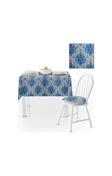 Damask Desenli Mavi Beyaz Dijital Baskılı Süet Dokuma Masa Örtüsü 140x180 Damask Desenli Mavi Beyaz Dijital Baskılı Süet Dokuma Masa Örtüsü 140x180