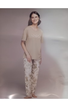 3nbe Kadın Kısa Kollu Pijama Takımı Yeşil 2437 Asker Yeşili