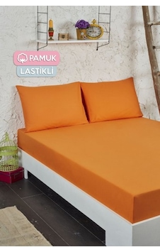 Çift Kişilik Ranforce Kumaş Lastikli Fitted Çarşaf Takımı Turuncu Çift Kişilik Ranforce Kumaş Lastikli Fitted Çarşaf Takımı Turuncu