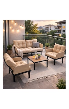 Bahçe Takımı Balkon Ve Cafe Modüler Metal Koltuk Takımı 2+1+1 Sehpalı Bej 1637 Bej Bahçe Takımı Balkon Ve Cafe Modüler Metal Koltuk Takımı 2+1+1 Sehpalı Bej 1637 Bej