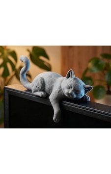 Monitör Üstü Uyuyan Kedi Figürü - Dekoratif Masaüstü Aksesuarı - 3d Baskı Biblo