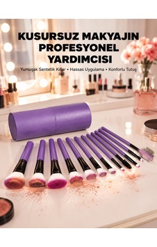Ergonomik Saplı Fiber Kıllı 12'li Makyaj Fırça Takımı Göz Ve Ten Makyajı İçin Uygun 68064649 Ergonomik Saplı Fiber Kıllı 12'li Makyaj Fırça Takımı Göz Ve Ten Makyajı İçin Uygun 68064649