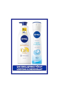 Nivea Q10 Sıkılaştırıcı ve Nemlendirici Vücut Losyonu 400 ML + Fresh Natural Kadın Sprey Deodorant 150 ML Nivea Q10 Sıkılaştırıcı ve Nemlendirici Vücut Losyonu 400 ML + Fresh Natural Kadın Sprey Deodorant 150 ML