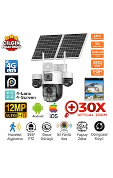 Inox X25 4x3mp 12mp Aov 30x Optik Zoom 4g E-sim Kartlı 2xsolar Panelli 4kameralı 1ptz Akıllı Kamera Inox X25 4x3mp 12mp Aov 30x Optik Zoom 4g E-sim Kartlı 2xsolar Panelli 4kameralı 1ptz Akıllı Kamera