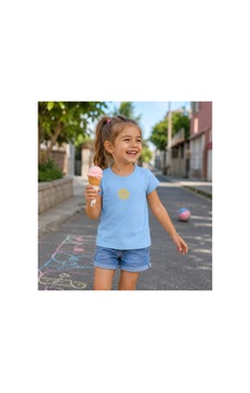 Tuffy Kids Kız Çocuk Güneş Baskılı Kısa Kollu Tişört mavi