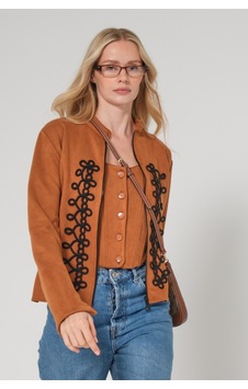 Mayrem Nakış İşleme Detaylı Slim Fit Fermuarlı Kadın Süet Ceket Taba Mayrem Nakış İşleme Detaylı Slim Fit Fermuarlı Kadın Süet Ceket Taba