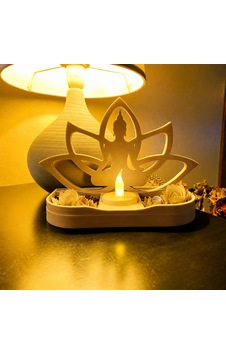 3d Baskı Lotus Buda Mumluk - Dekoratif Tealight Mumluk-bej Çok Renkli 3d Baskı Lotus Buda Mumluk - Dekoratif Tealight Mumluk-bej Çok Renkli