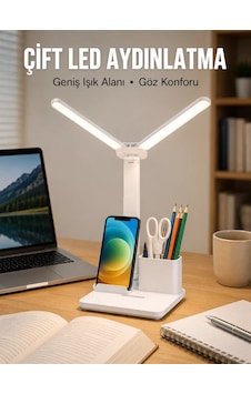 3 Ü 1 Arada Çok Amaçlı Masa Lambası Göz Yormayan Işık Organizer Tasarım Yeni Nesil Siyah
