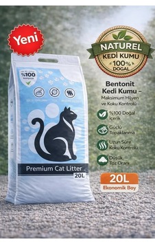 20 Litre %100 Beyaz Bentonit Ince Tane Kokusuz Topaklanan Premium Kedi Kumu 20 Litre %100 Beyaz Bentonit Ince Tane Kokusuz Topaklanan Premium Kedi Kumu