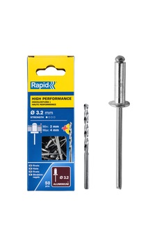 Rapid Kör Perçin Universal Alüminyum, 50 Adet Matkap Ucu Dahil, 3,2 X 8 Mm, 5000383