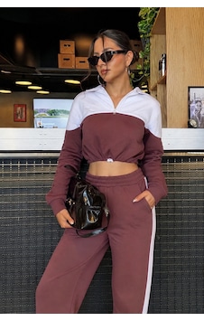 Makentmoda İki Renk Şeritli Eşofman Altı Gülkurusu S Makentmoda İki Renk Şeritli Eşofman Altı Gülkurusu S