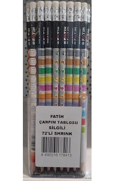 Fatih Kurşun Kalem Çarpım Tablosu Silgili Kurşun Kalem 72 Adet Kurşun Kalem