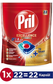 Pril Excellence Premium 5'i 1 Arada Bulaşık Makinesi Deterjanı 22 Tablet