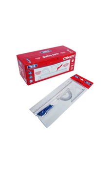 Trix T-975 Çizim Seti 30cm Cetvel, 180 Açı Ölçer, 60 Gönye, Pergel - 24'li Paket Diğer