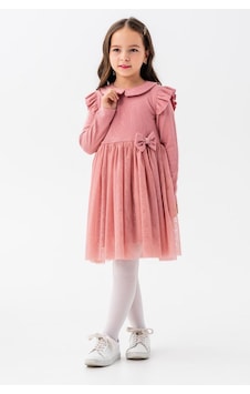 Miniğimin Cicileri Bebe Yaka Müslin Elbise Kız Çocuk - Pembe Pembe Miniğimin Cicileri Bebe Yaka Müslin Elbise Kız Çocuk - Pembe Pembe