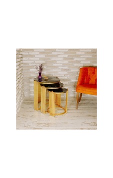 Lioon Art Piano 3lü Zigon Sehpa Gold Metal Sehpa Siyah Mermer Desen Gold Lioon Art Piano 3lü Zigon Sehpa Gold Metal Sehpa Siyah Mermer Desen Gold