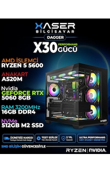 Xaser Dagger X30 R5-5600 16 GB 1 TB SSD 8 GB RTX5060 Free Dos Masaüstü Oyuncu Bilgisayarı Xaser Dagger X30 R5-5600 16 GB 1 TB SSD 8 GB RTX5060 Free Dos Masaüstü Oyuncu Bilgisayarı