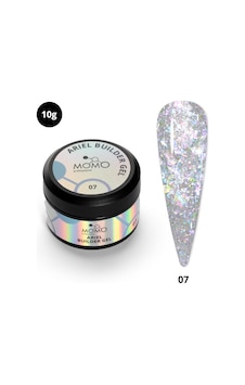 Momo Professional Ariel Builder Gel Nail Art İçin Protez Tırnak Jeli No.07 Şeffaf Holografik Mavi Mor Simli 10 Gr Momo Professional Ariel Builder Gel Nail Art İçin Protez Tırnak Jeli No.07 Şeffaf Holografik Mavi Mor Simli 10 Gr