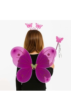 Fuşya Kelebek Kız Seti - 50 Cm Kelebek Kanadı, Taç Ve Asa +3 Fuşya Kelebek Kız Seti - 50 Cm Kelebek Kanadı, Taç Ve Asa +3