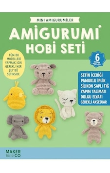 Mini Amigurumi Hobi Seti 6 Model Tüm Malzemeleri İle Açık gri Mini Amigurumi Hobi Seti 6 Model Tüm Malzemeleri İle Açık gri