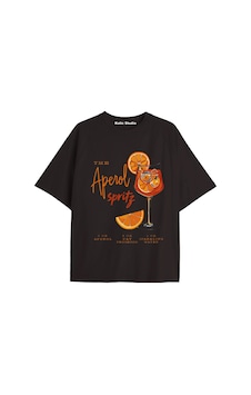 Kalic Studio Kadın Oversize Aperol Spiritz Tshirt Siyah Kalic Studio Kadın Oversize Aperol Spiritz Tshirt Siyah