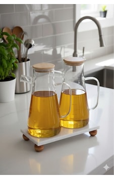 Reoona Mermer Stantlı Borosilikat Masterchef Bambu Kapaklı Cam Yağlık 2 Li Set 900 Ml+900 Ml Şeffaf - Şeffaf Reoona Mermer Stantlı Borosilikat Masterchef Bambu Kapaklı Cam Yağlık 2 Li Set 900 Ml+900 Ml Şeffaf - Şeffaf