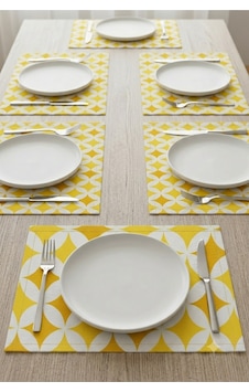 Yemek Masası Tabak Altlığı 6'lı Set Leke Tutmaz Dikdörtgen Kumaş Supla Tabak Altlığı 35x45 Sarı Yemek Masası Tabak Altlığı 6'lı Set Leke Tutmaz Dikdörtgen Kumaş Supla Tabak Altlığı 35x45 Sarı