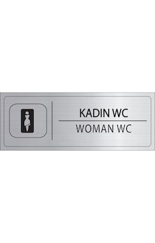 Mayeka Kadın Wc İsimlik Gümüş Metal Kapı İsimliği Levhası Yönlendirme Tabelası