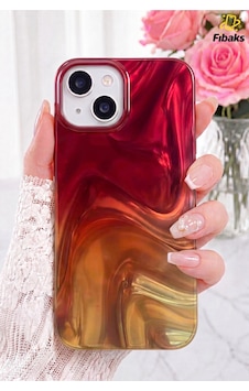 Fibaks iPhone 13/14/15 Uyumlu Kılıf Alev Işıltısı Dalga Desenli Zerafet Yükseltilmiş Kamera Çevresi Silikon Kapak