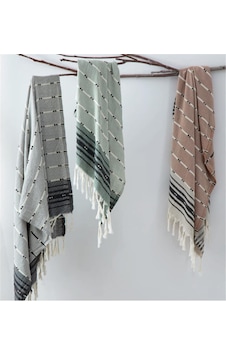 Ecocotton Milena Peştemal %100 Pamuk Jakarlı Kilim Saçaklı Siyah 90x180 Cm - Siyah