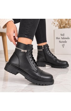 Trendyshose 544 Doğal Deri Anatomic Kadın Kaymaz Taban Bot Siyah Trendyshose 544 Doğal Deri Anatomic Kadın Kaymaz Taban Bot Siyah