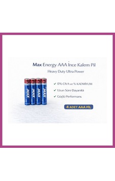 Gees Global Max Energy Aaa İnce Kalem Pil 1.5v R03 Heavy Duty Ultra Power 4 Lü 1 Paket Gbzs Gees Global Max Energy Aaa İnce Kalem Pil 1.5v R03 Heavy Duty Ultra Power 4 Lü 1 Paket Gbzs