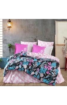 Kingsize Poplin Nevresim Monstera Fuşya . Kingsize Poplin Nevresim Monstera Fuşya .