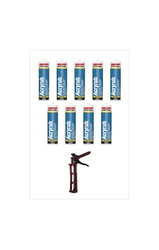Soudal Silikonize Akrilik Mastik Beyaz 500gr 9adet+1 Adet Tabanca
