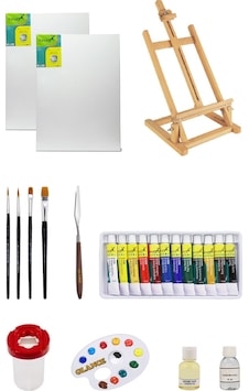 Masaüstü Fanart Yağlı Boya 12x12ml Başlangıç Seti 35x50 Tuval