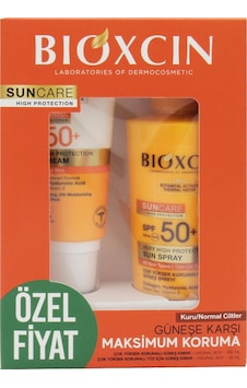 Bioxcin Kuru ve Normal Ciltler İçin Güneş Kremi SPF50+ 50 ML + Tüm Ciltler İçin Güneş Spreyi SP50+ 200 ML Bioxcin Kuru ve Normal Ciltler İçin Güneş Kremi SPF50+ 50 ML + Tüm Ciltler İçin Güneş Spreyi SP50+ 200 ML
