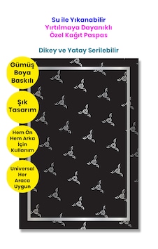 Suya Dayanıklı Yıkanır Kağıt Çark Desenli Oto Paspas Kağıdı Siyah Gümüş Baskı 50 Adet 35x50cm Kalın Suya Dayanıklı Yıkanır Kağıt Çark Desenli Oto Paspas Kağıdı Siyah Gümüş Baskı 50 Adet 35x50cm Kalın